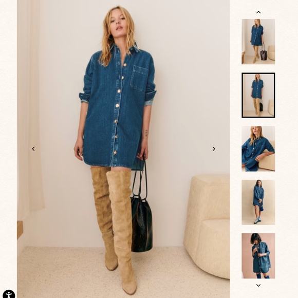 Sezane Dresses & Skirts - Sezane Blue Denim  Sofie Dress Button Down Long Sleeve Size S